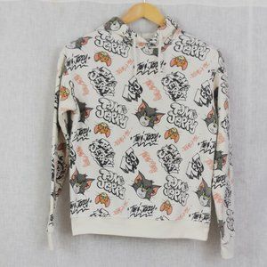 Tom & Jerry Cartoon Print Hooded Sweatshirt Size XS